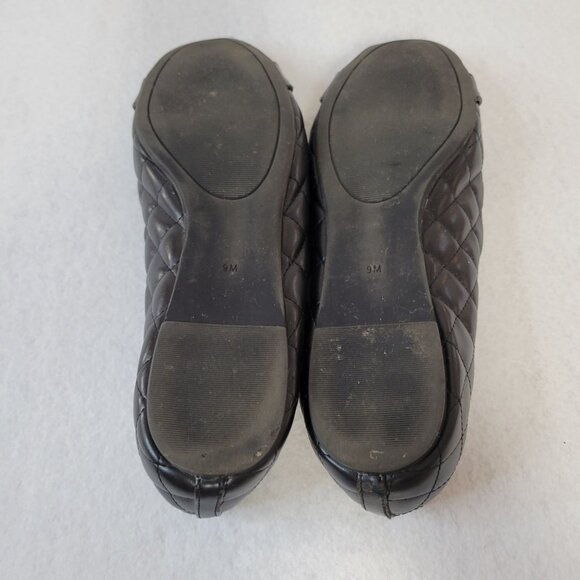 Black Quilted Guess Flats With G Logo & Rhinestones Women's Size 9M - Picture 6 of 7